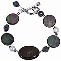 Black Hypersthene and Bali Bead Bracelet