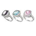 Sterling Silver Cubic Zirconia Ring with Filigree Accents