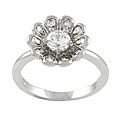 Sterling Silver Round Cut Flower CZ Ring