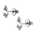Sterling Silver Dollar Sign Stud Earrings