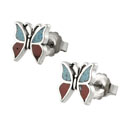 Sterling Silver Turquoise Coral Butterfly Earrings