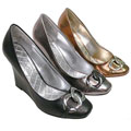 Bamboo by Journee Patent Wedge Pumps