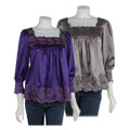 Moon Collection Embroidered Satin Blouse