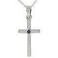 Sterling Silver Turquoise Accent Cross Necklace