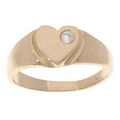 14k Yellow Gold and CZ Tween Heart Signet Ring