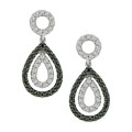 14k White Gold Black and White Diamond Earrings