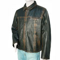 Buckle Men's Distressed Leather Zippered Jacket