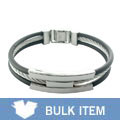 Stainless Steel and Rubber Three-row Bracelet (Case of 2)