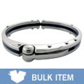 Stainless Steel Cuff Bangle Bracelet with Rubber Center