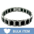 Steel and Rubber Cuff Bangle Bracelet (Case of 2)