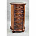 Carved Wood Round 6-drawer Jewelry Cabinet