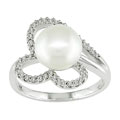 14k Freshwater Button Pearl 1/5ct TDW Diamond Ring