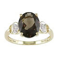 14k Yellow Gold Oval Smokey Quartz Ring