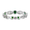14k White Gold Round Tsavorite Eternity Band