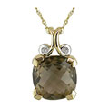 14k Yellow Gold Smokey Quartz Pendant Necklace
