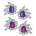 Sterling Silver Large Color Cluster CZ Earrings