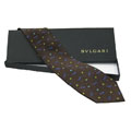 Bulgari 7 Fold Ski Brown Silk Necktie
