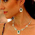Chrysocolla Jewelry Set 'Leaves' (Peru)