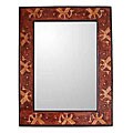 Leather Mirror 'Dancing Cranes' (Peru)