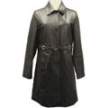 Komitor Women's 3/4 Length Plus Size Leather Coat