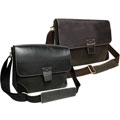 Flapover Single Buckle Leather Briefcase