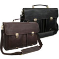 Double-buckle Leather Executive Briefcase