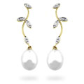 14k Gold Freshwater Pearl Diamond Earrings