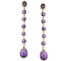 14k Gold Drop Amethyst Earrings with Briolette