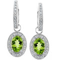 14k White Gold 1/6ct TDW Diamond Peridot Earrings