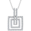 14k Gold Double Square 3/5ct TDW Diamond Necklace