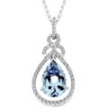 14k White Gold Aquamarine 1/4ct Diamond Pendant