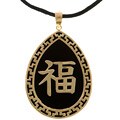 14k Yellow Gold Onyx 'Good Luck' Necklace