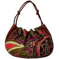 Dan W Chenille Large Drawstring Hobo Handbag