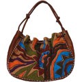 Dan W Chenille Large Drawstring Hobo Handbag