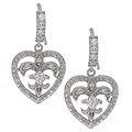Sterling Silver and CZ Fleur De Lyse Heart Earring