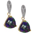 14k Yellow Gold Mystic Topaz Diamond Earrings