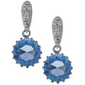 14k White Gold Blue Topaz Diamond Dangling Earrings
