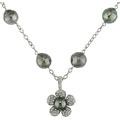 14k Gold Tahitian Pearl 1/5ct Diamond Necklace (8-11mm)