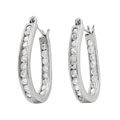 Sterling Silver Droopy Hoop CZ Earrings