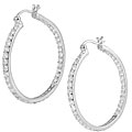 Sterling Silver CZ Rimmed Hoop Earrings