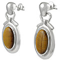 Sterling Silver Tiger's Eye Oval Earrings