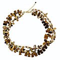 Tiger's Eye Freshwater Pearl and Crystal Necklace