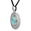 Sterling Silver and Turquoise Medallion Style Necklace