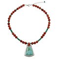 Sterling Silver Coral Turquoise Necklace