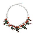 Sterling Silver Turquoise Coral Fashion Necklace