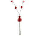 Sterling Silver & Red Coral Fashion Necklace