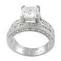 Sterling Silver Pave-style CZ Engagement Ring and Band