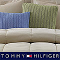 Tommy Hilfiger Sage and Periwinkle Cable Knit Pillow Pair