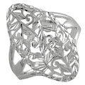 Sterling Silver Floral Design Marquise Ring