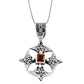 Sterling Silver Cross with Garnet Pendant Necklace